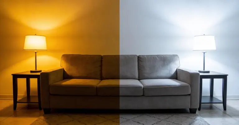 Obývací pokoj v barvě Amber: Tajemství osvětlení, které prodává domy